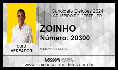 Candidato ZOINHO 2024 - CRUZEIRO DO OESTE - Eleições