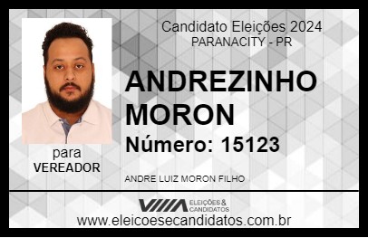 Candidato ANDREZINHO MORON 2024 - PARANACITY - Eleições