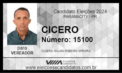 Candidato CICERO 2024 - PARANACITY - Eleições