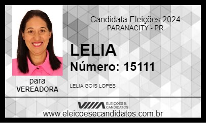 Candidato LELIA 2024 - PARANACITY - Eleições