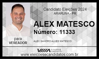 Candidato ALEX MATESCO 2024 - ARARUNA - Eleições