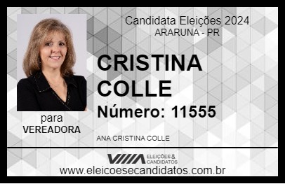 Candidato CRISTINA COLLE 2024 - ARARUNA - Eleições