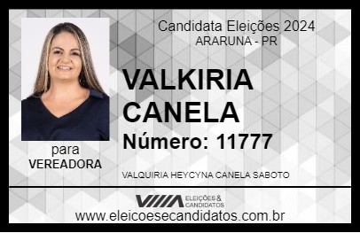 Candidato VALKIRIA CANELA 2024 - ARARUNA - Eleições