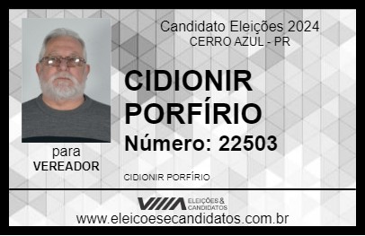 Candidato CIDIONIR PORFÍRIO 2024 - CERRO AZUL - Eleições