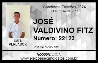 Candidato JOSÉ VALDIVINO FITZ 2024 - CERRO AZUL - Eleições