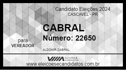 Candidato CABRAL 2024 - CASCAVEL - Eleições