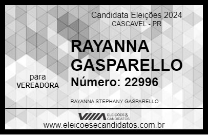 Candidato RAYANNA GASPARELLO 2024 - CASCAVEL - Eleições