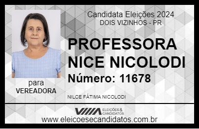 Candidato PROFESSORA NICE NICOLODI 2024 - DOIS VIZINHOS - Eleições