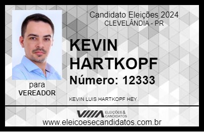 Candidato KEVIN HARTKOPF 2024 - CLEVELÂNDIA - Eleições