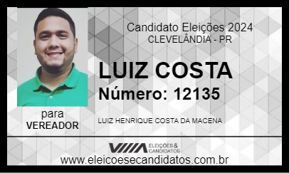 Candidato LUIZ COSTA 2024 - CLEVELÂNDIA - Eleições