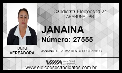 Candidato JANAINA 2024 - ARARUNA - Eleições