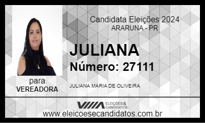 Candidato JULIANA 2024 - ARARUNA - Eleições