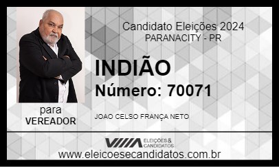 Candidato INDIÃO 2024 - PARANACITY - Eleições