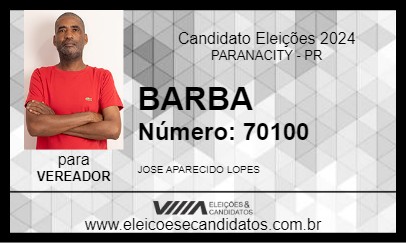 Candidato BARBA 2024 - PARANACITY - Eleições