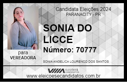 Candidato SONIA DO LICCE 2024 - PARANACITY - Eleições