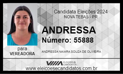 Candidato ANDRESSA 2024 - NOVA TEBAS - Eleições