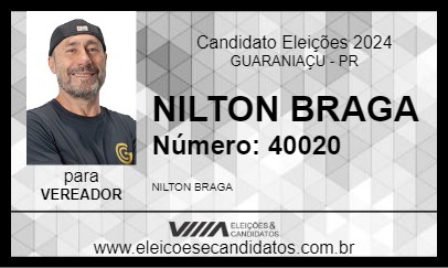 Candidato NILTON BRAGA 2024 - GUARANIAÇU - Eleições