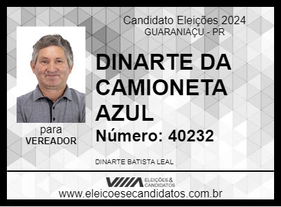 Candidato DINARTE DA CAMIONETA AZUL 2024 - GUARANIAÇU - Eleições