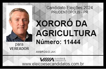 Candidato XORORÓ DA AGRICULTURA 2024 - PRUDENTÓPOLIS - Eleições