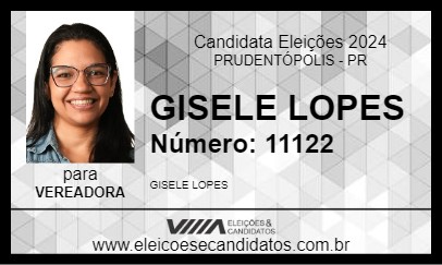 Candidato GISELE LOPES 2024 - PRUDENTÓPOLIS - Eleições