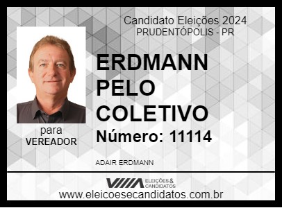 Candidato ERDMANN PELO COLETIVO 2024 - PRUDENTÓPOLIS - Eleições