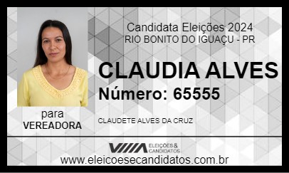 Candidato CLAUDIA ALVES 2024 - RIO BONITO DO IGUAÇU - Eleições