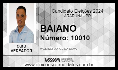 Candidato BAIANO 2024 - ARARUNA - Eleições