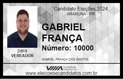 Candidato GABRIEL FRANÇA 2024 - ARARUNA - Eleições