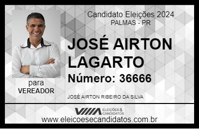 Candidato JOSÉ AIRTON LAGARTO 2024 - PALMAS - Eleições