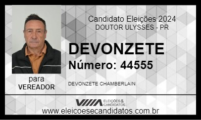 Candidato DEVONZETE 2024 - DOUTOR ULYSSES - Eleições