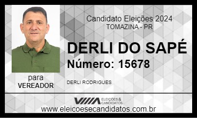 Candidato DERLI DO SAPÉ 2024 - TOMAZINA - Eleições