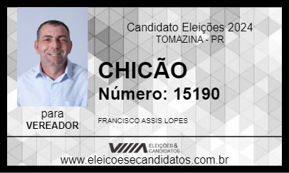 Candidato CHICÃO 2024 - TOMAZINA - Eleições