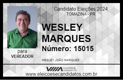 Candidato WESLEY MARQUES 2024 - TOMAZINA - Eleições