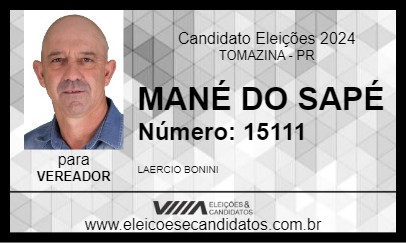 Candidato MANÉ DO SAPÉ 2024 - TOMAZINA - Eleições