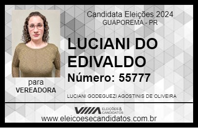 Candidato LUCIANI DO EDIVALDO 2024 - GUAPOREMA - Eleições