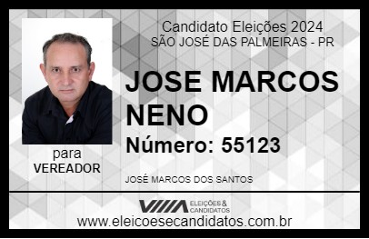 Candidato JOSE MARCOS NENO 2024 - SÃO JOSÉ DAS PALMEIRAS - Eleições