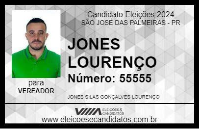 Candidato JONES LOURENÇO 2024 - SÃO JOSÉ DAS PALMEIRAS - Eleições