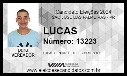 Candidato LUCAS 2024 - SÃO JOSÉ DAS PALMEIRAS - Eleições