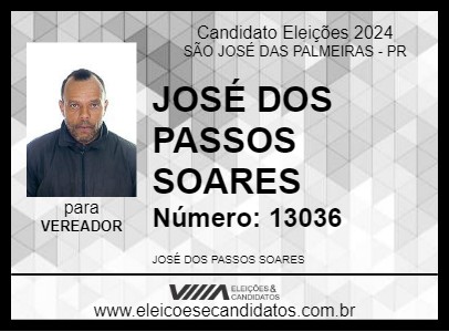 Candidato JOSÉ DOS PASSOS SOARES 2024 - SÃO JOSÉ DAS PALMEIRAS - Eleições