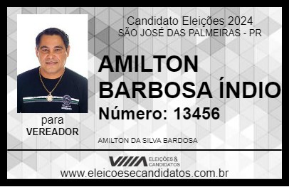 Candidato AMILTON BARBOSA ÍNDIO 2024 - SÃO JOSÉ DAS PALMEIRAS - Eleições