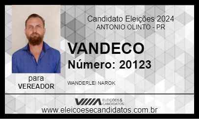 Candidato VANDECO 2024 - ANTONIO OLINTO - Eleições