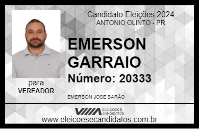 Candidato EMERSON GARRAIO 2024 - ANTONIO OLINTO - Eleições