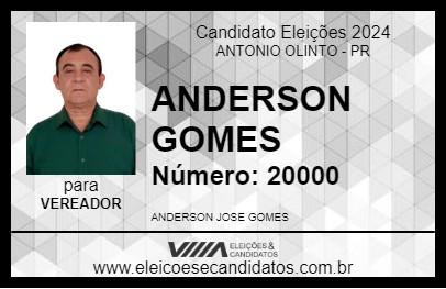 Candidato ANDERSON GOMES 2024 - ANTONIO OLINTO - Eleições