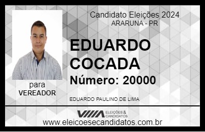 Candidato EDUARDO COCADA 2024 - ARARUNA - Eleições