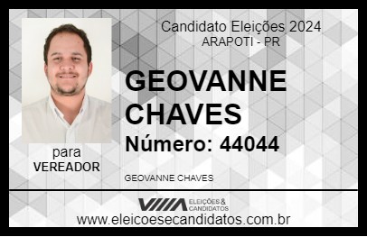 Candidato GEOVANNE CHAVES 2024 - ARAPOTI - Eleições