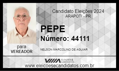 Candidato PEPE 2024 - ARAPOTI - Eleições