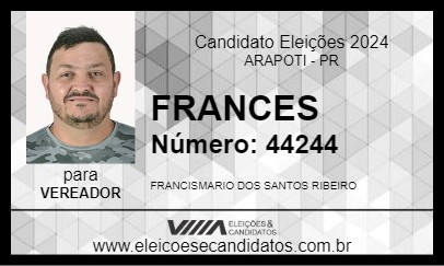 Candidato FRANCES 2024 - ARAPOTI - Eleições