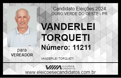 Candidato VANDERLEI TORQUETI 2024 - OURO VERDE DO OESTE - Eleições