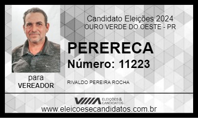 Candidato PERERECA 2024 - OURO VERDE DO OESTE - Eleições