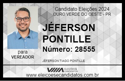 Candidato JÉFERSON PONTILLE 2024 - OURO VERDE DO OESTE - Eleições